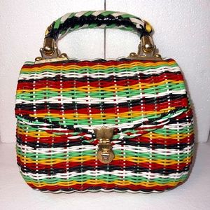 Unique Multicolored Vintage Woven Box Bag